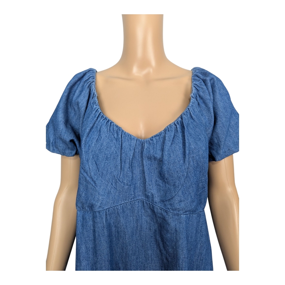 Old Navy Flutter-Sleeve Mini Swing Denim Dress L - Picture 2 of 7